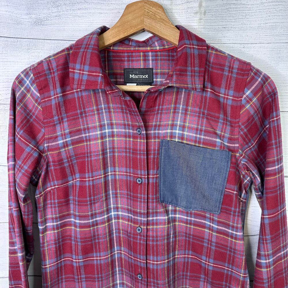 Marmot Womens size XS Lakota Flannel Chambray Long Sleeve Button Up Shirt Hiking - Picture 3 of 12